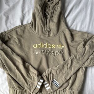 Adidas olive cropped Hoodie